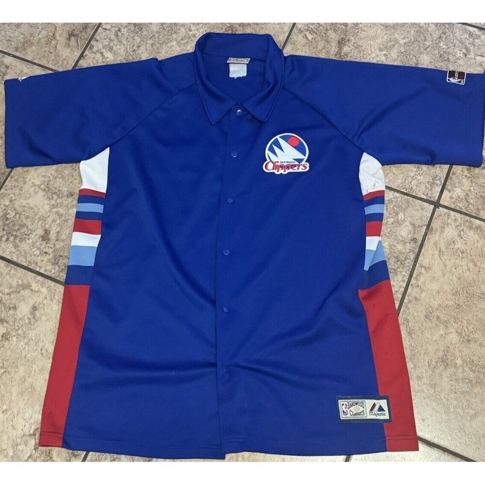 Hardwood classics blue San Diego clippers short sleeved warm-up Jersey sz 2XL
